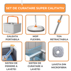 Set mop rotativ Dreamramp® Rotund Alb-Portocaliu cu 2 rezerve din microfibră