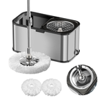Mop rotativ cu găleată Dreamramp® Inox Integral Argintiu, pe roți