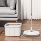 Mop rotativ Dreamramp® Rotund Alb-Portocaliu cu perie integrată pentru curățarea lavetei