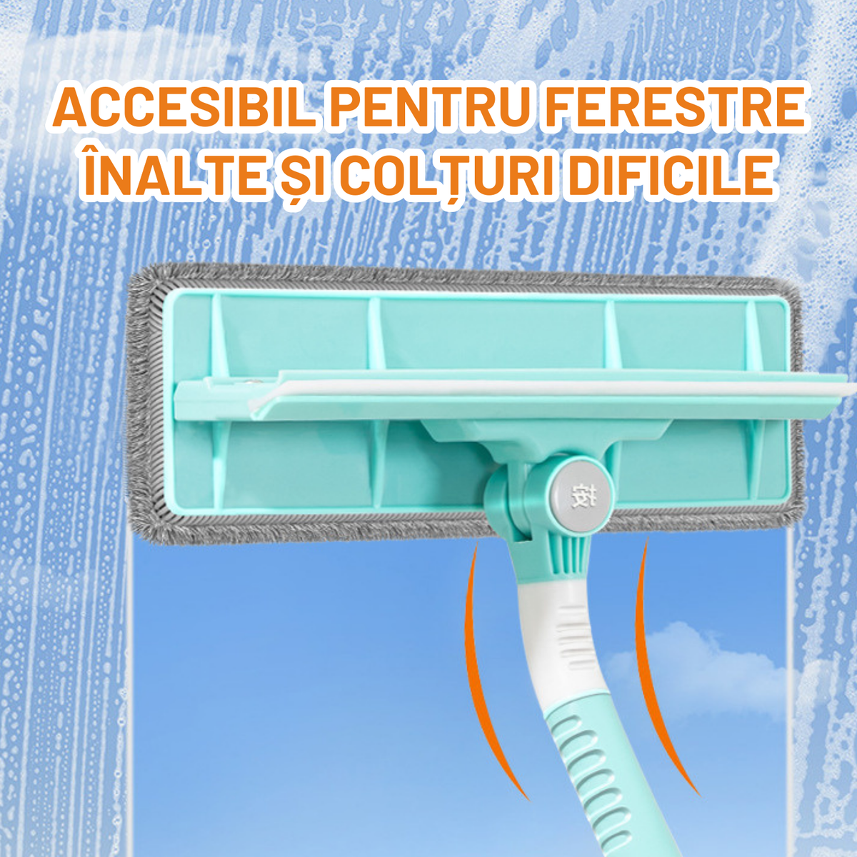 Mop plat cu racletă pentru geamuri Dreamramp®, cap de 28 cm