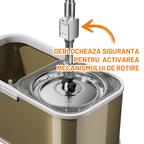 Găleată aurie din inox cu centrifugă integrată pentru mopul rotativ Dreamramp®