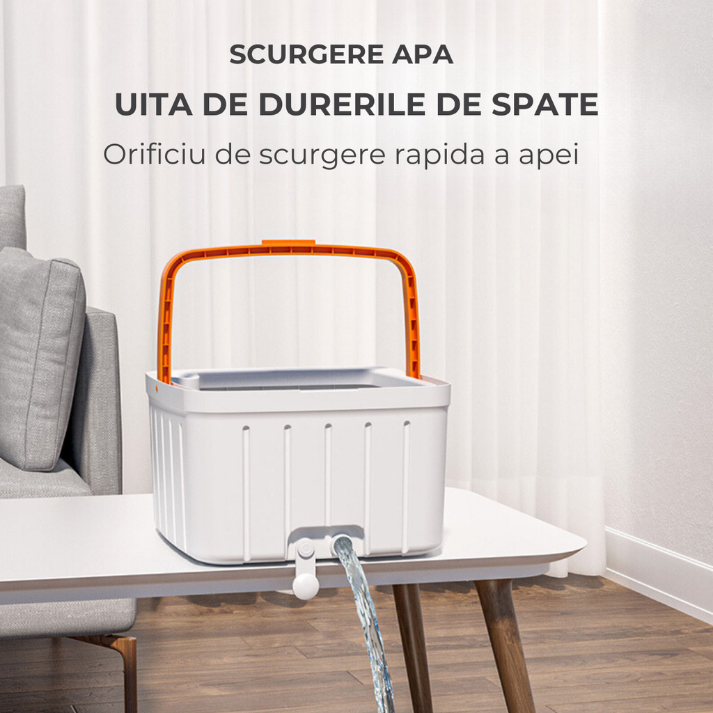 Mopul rotativ Dreamramp® Rotund Alb-Portocaliu cu cap rotund pentru colțuri