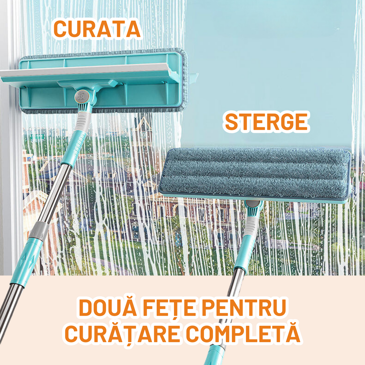 Mop plat Dreamramp® cu lavetă din microfibră reutilizabilă