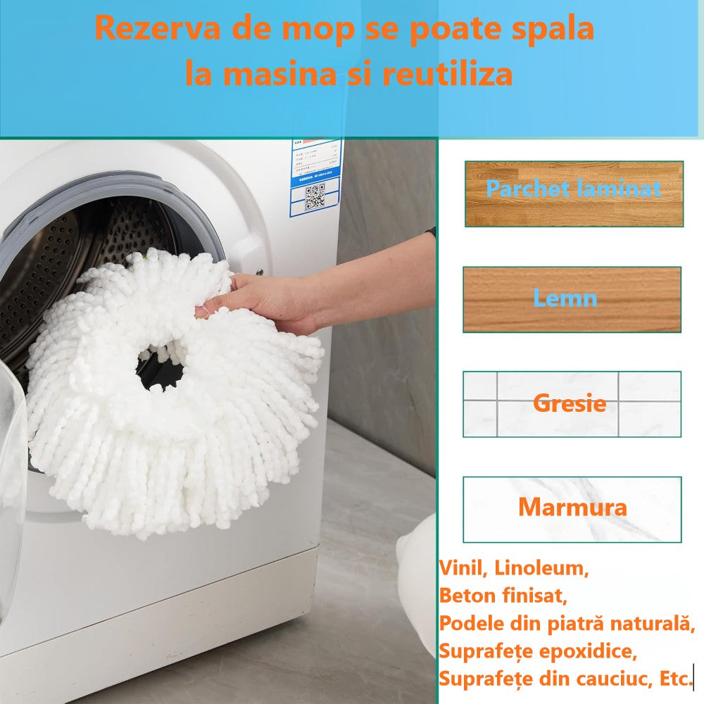 Mop rotativ Dreamramp® Inox Auriu cu coadă telescopică din inox