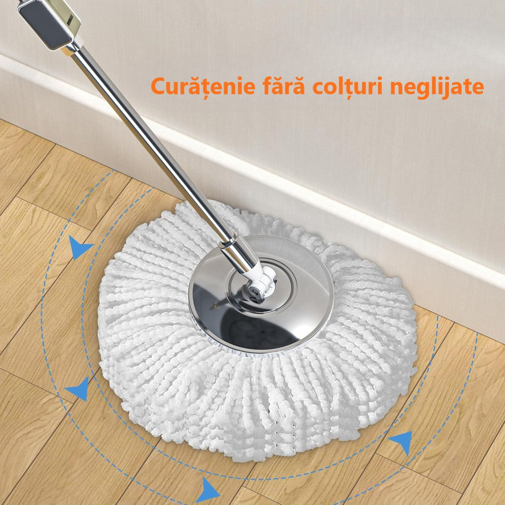Mopul Dreamramp® Inox Integral Argintiu pe parchet, gresie și marmură