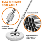 Coadă telescopică și găleată din inox ale mopului Dreamramp® Inox Integral Argintiu