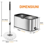 Setul de mop rotativ cu găleată argintie din inox Dreamramp®, vedere de ansamblu