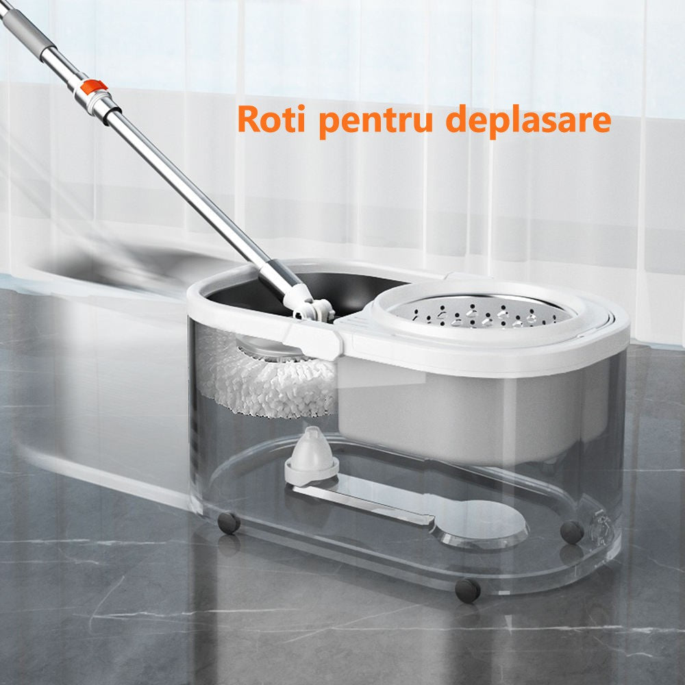Găleata din inox antibacterian a setului de mop rotativ Dreamramp® Inox Auriu