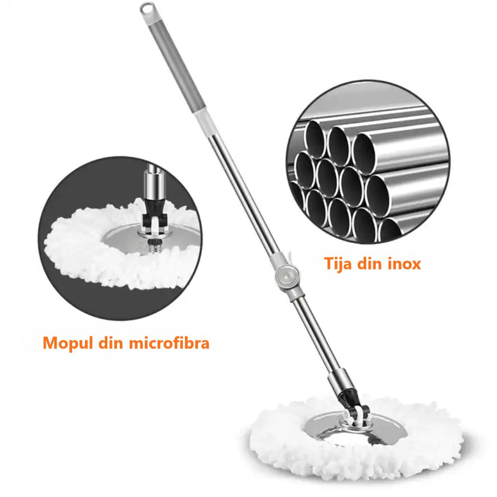 Mop rotativ Dreamramp® Inox Auriu cu cap rotativ, sub mobilier