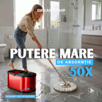 Rezervă din microfibră montată pe mopul rotativ Dreamramp® Inox Roșu, în timpul spălării