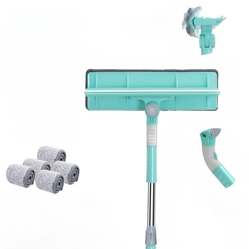 Mop plat Dreamramp® 2 în 1 cu lavetă din microfibră și racletă pentru geamuri