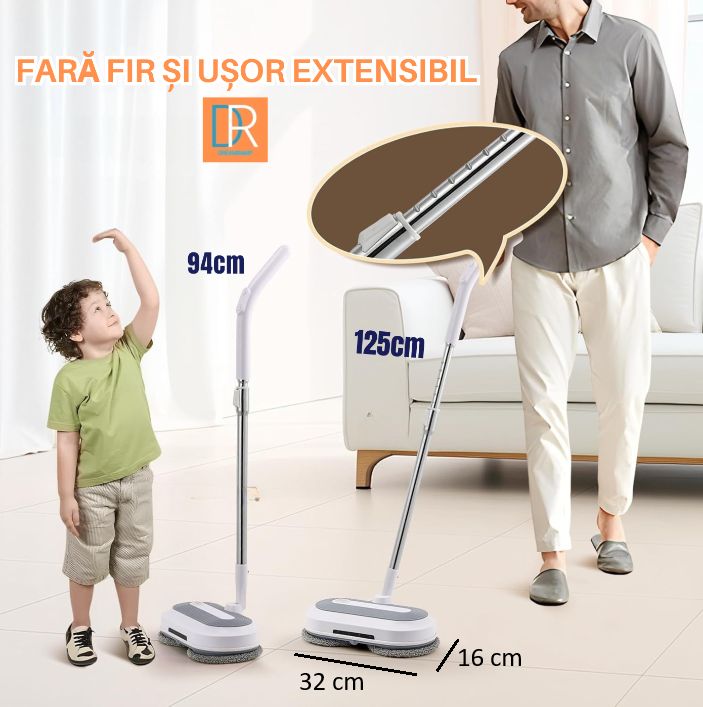 Mop electric rotativ Dreamramp® cu pulverizator și LED, vedere de ansamblu