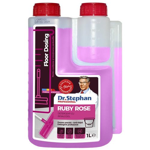 Detergent pentru pardoseli cu bioalcool, parfum Ruby Rose, flacon de 1 L cu dozator