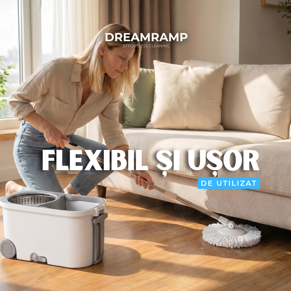 Găleată cu mop Dreamramp cu roți și centrifugă din inox – imagine 5