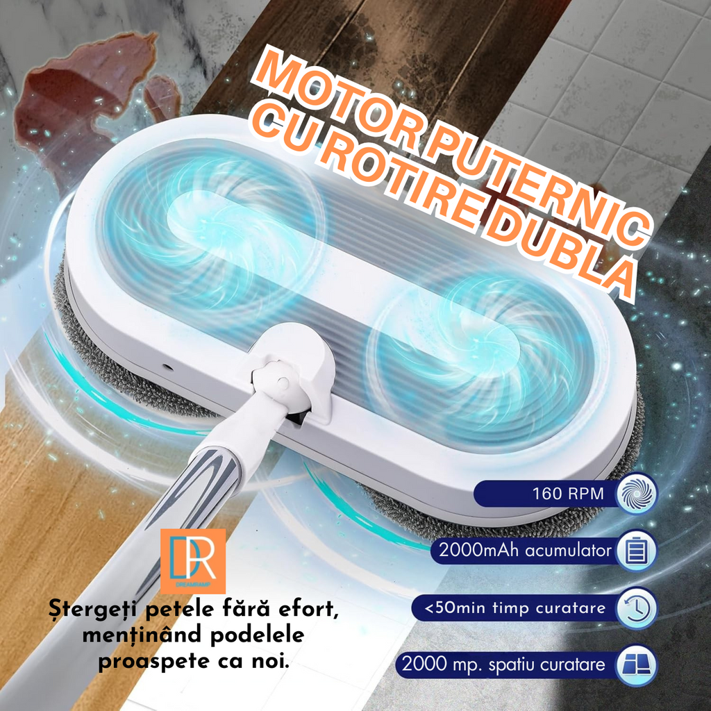 Rezervorul de apă și butonul de pulverizare ale mopului electric Dreamramp®