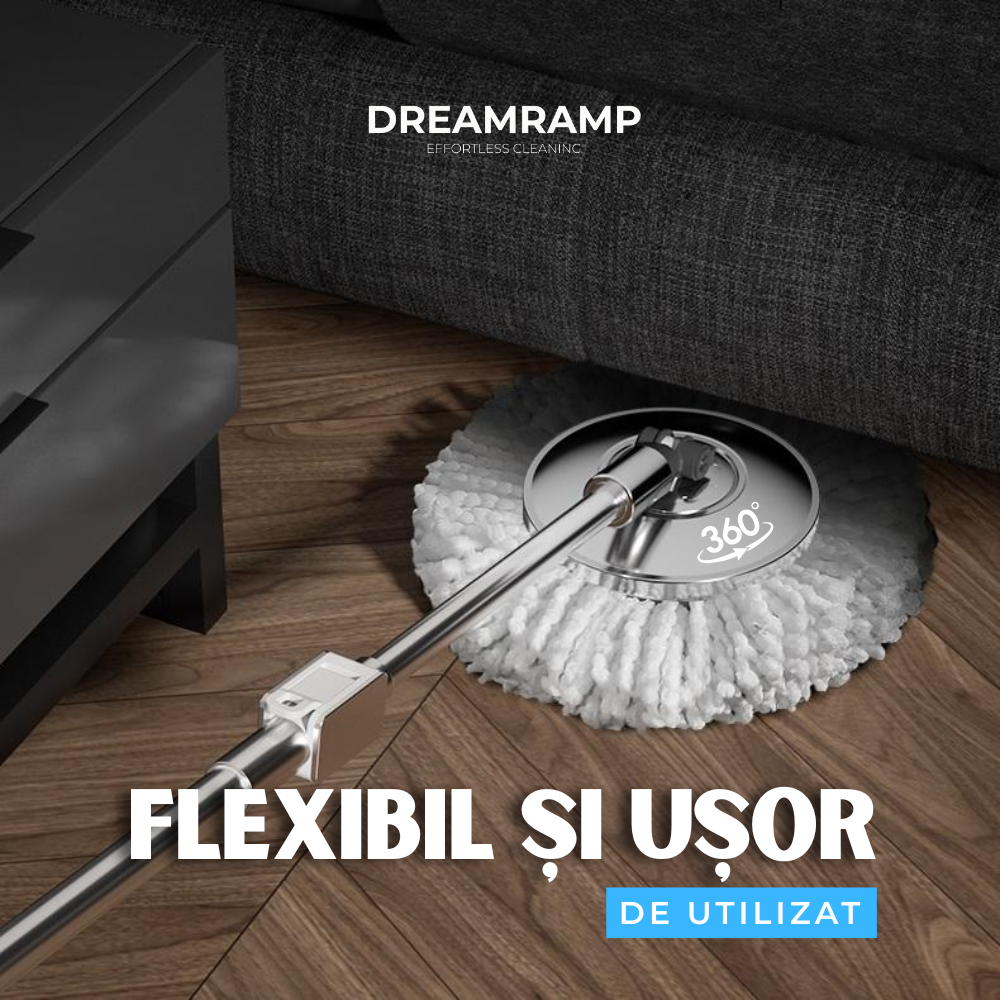 Mop cu găleată ovală din inox roz Dreamramp – imagine 4