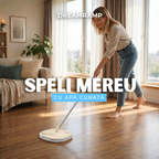 Mop rotativ SOFT Bej pe parchet, în living