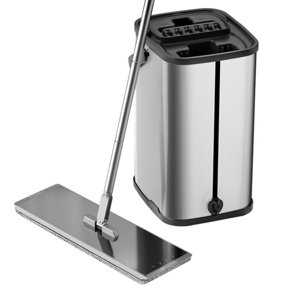 Mop plat cu găleată dreptunghiulară din inox Dreamramp