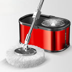 Mop rotativ cu găleată Dreamramp® Inox Roșu – set complet cu găleată, mop și tijă