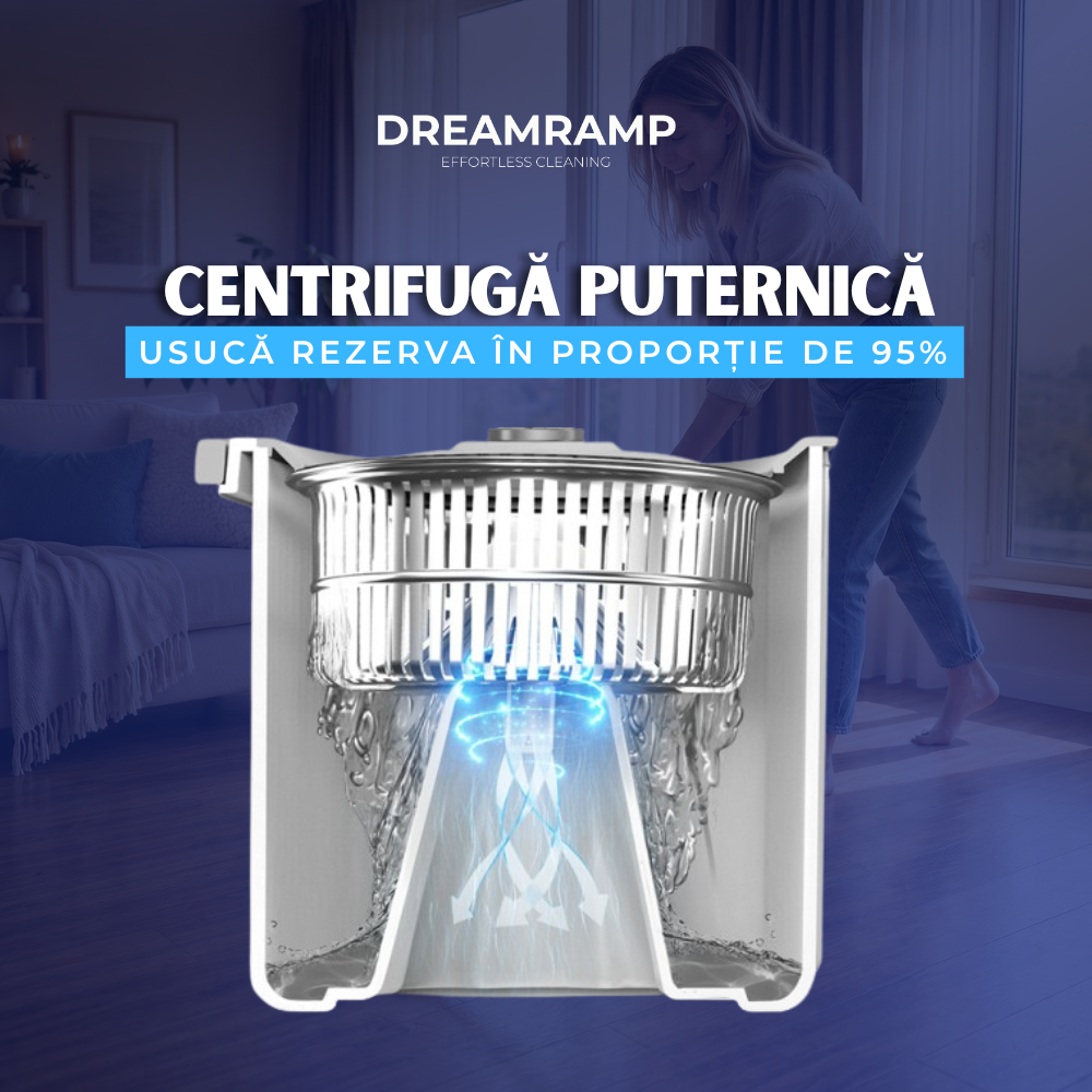 Mop rotativ Dreamramp DUO cu găleată în două cuve și dozator – imagine 3