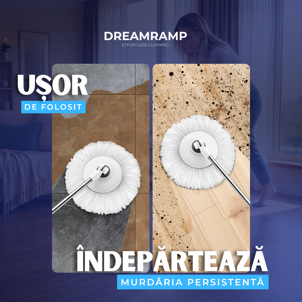 Mop rotativ Dreamramp DUO cu găleată în două cuve și dozator – imagine 4