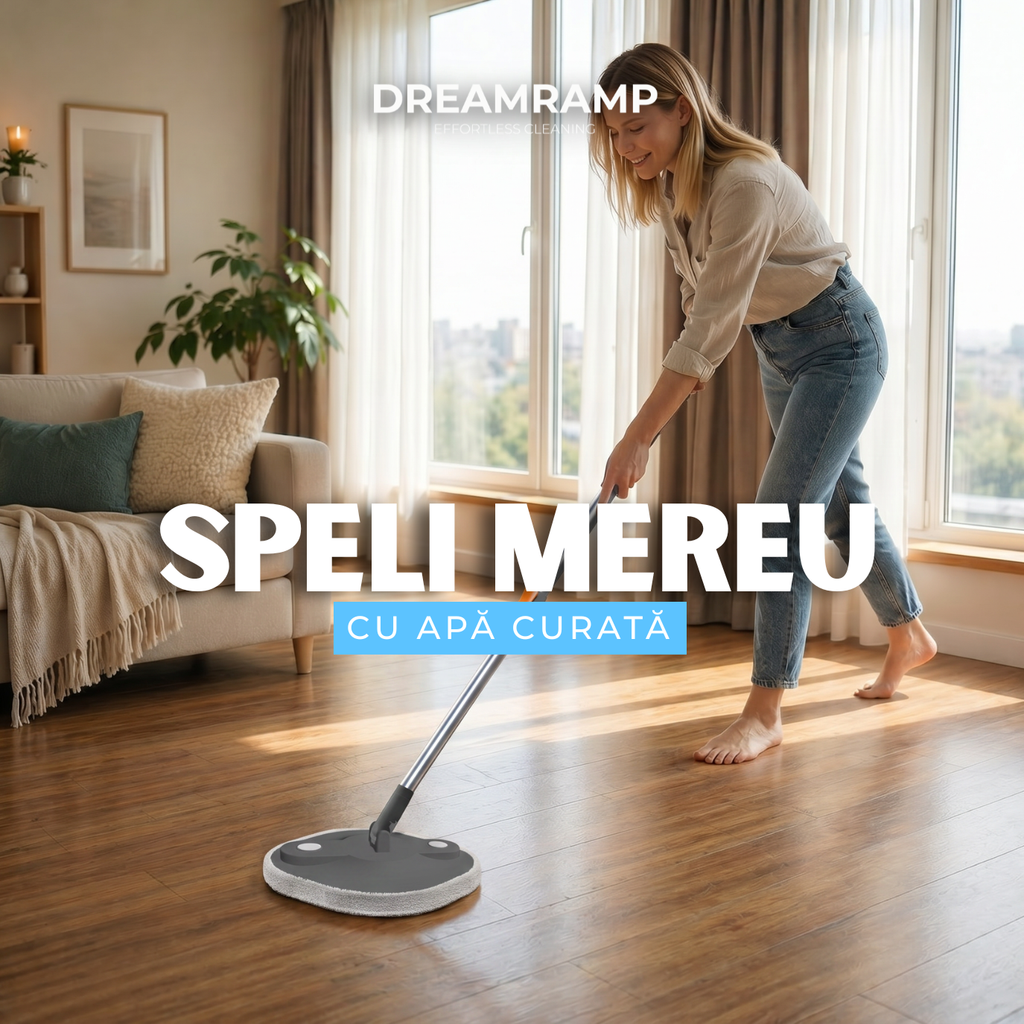 Mop rotativ pătrat Dreamramp SOFT pentru parchet cu găleată compactă – imagine 2