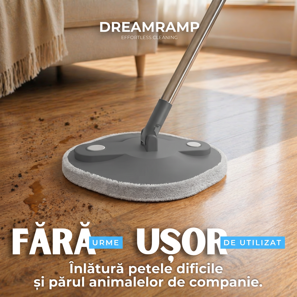 Mop rotativ pătrat Dreamramp SOFT pentru parchet cu găleată compactă – imagine 4