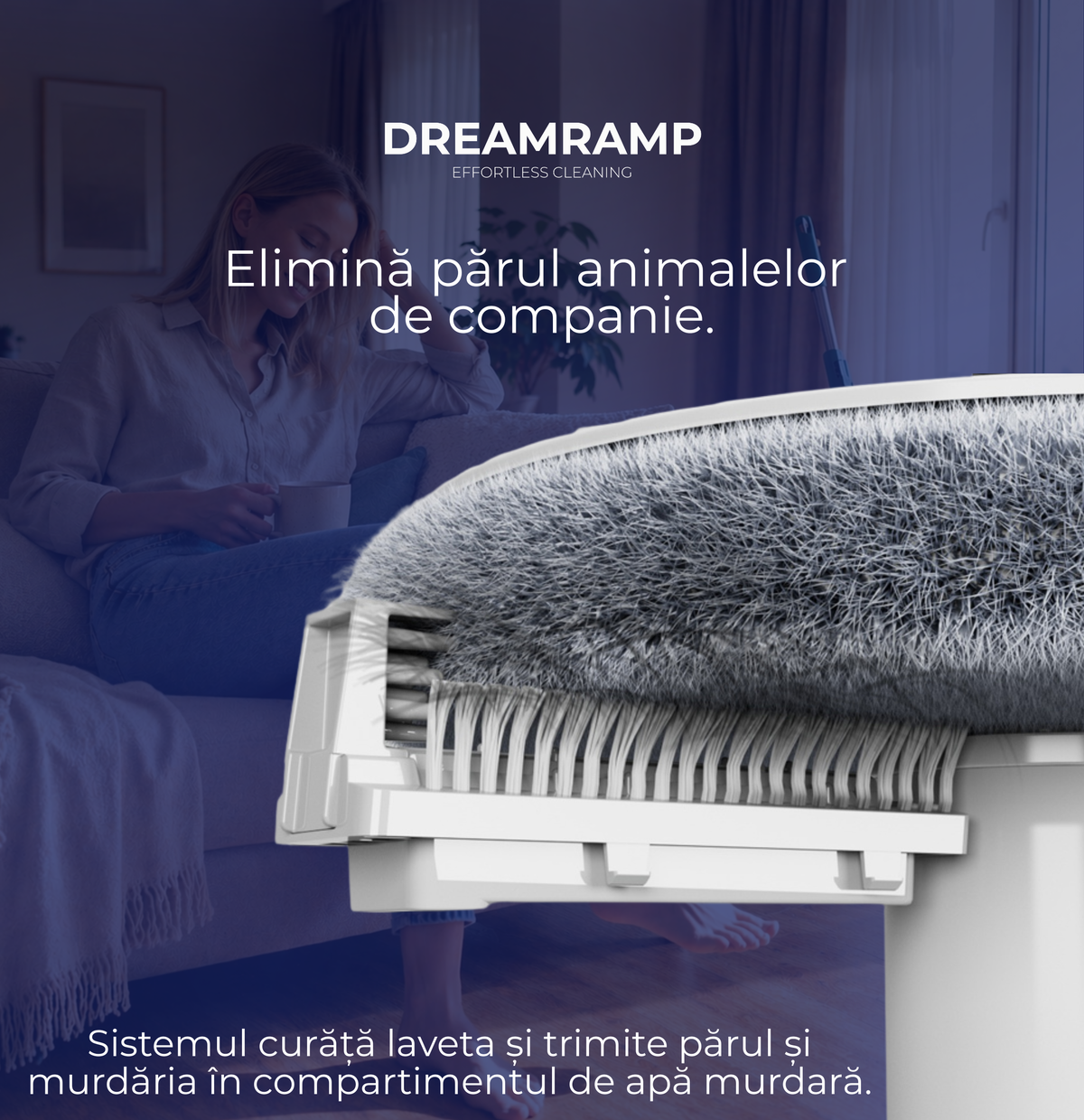 Mop rotativ pătrat Dreamramp SOFT pentru parchet cu găleată compactă – imagine 6