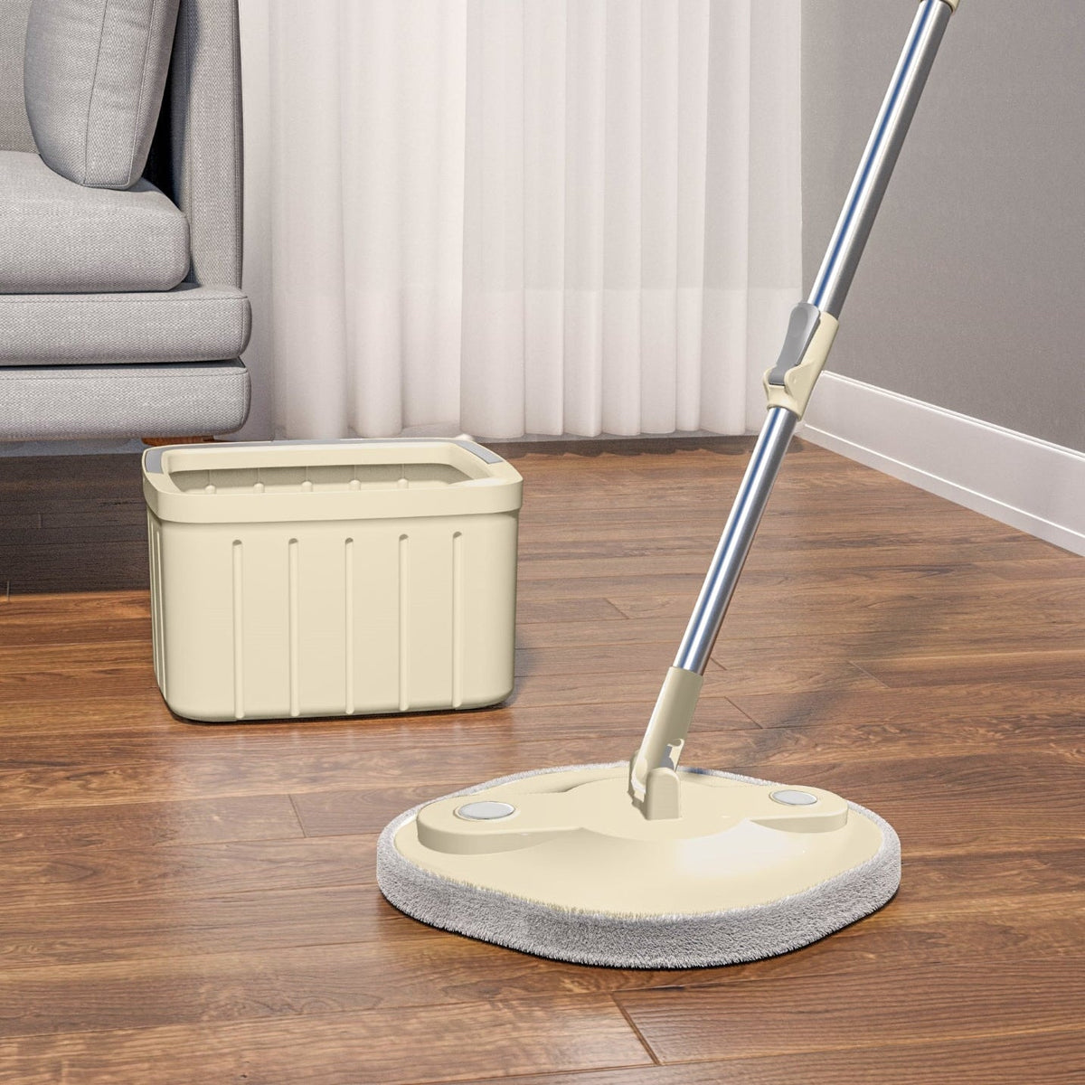 Mop rotativ pătrat Dreamramp SOFT pentru parchet cu găleată compactă – imagine 9