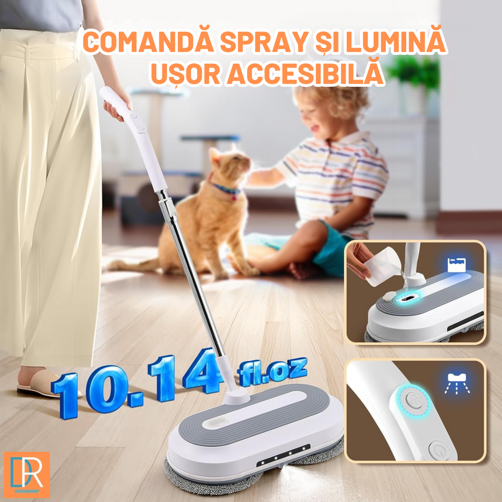 Rezerve montate pe mopul electric Dreamramp® cu comanda de pulverizare pe mâner