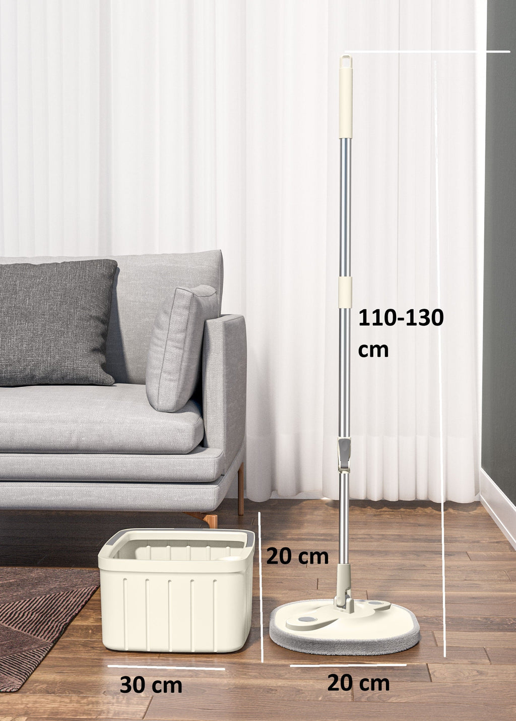 Dimensiunile setului de mop rotativ SOFT Bej