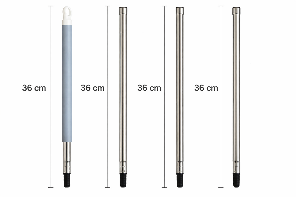 Cele patru segmente de 36 cm ale tijei din inox pentru mop plat